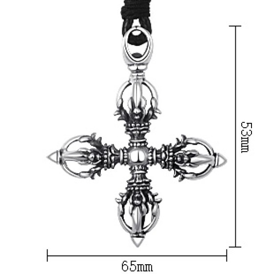 925 Silver Antique Cross Vajra Pendant