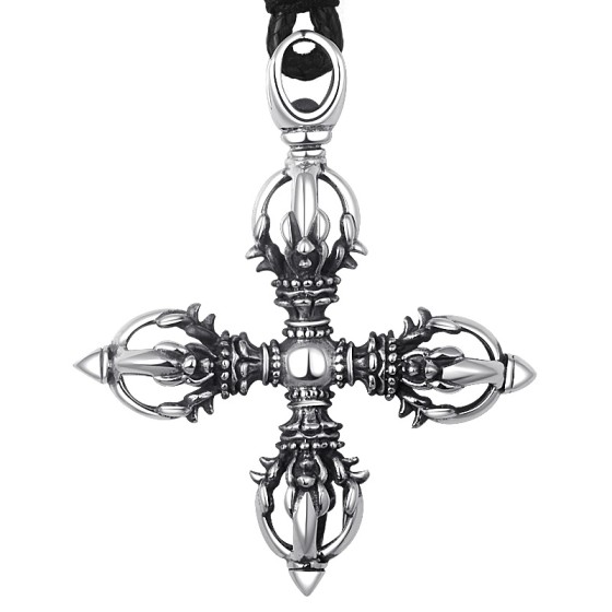 925 Silver Antique Cross Vajra Pendant