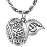 925 Silver Nine-Word Mantra Bagua & Six-Syllable Mantra Gourd Pendant (Openable)