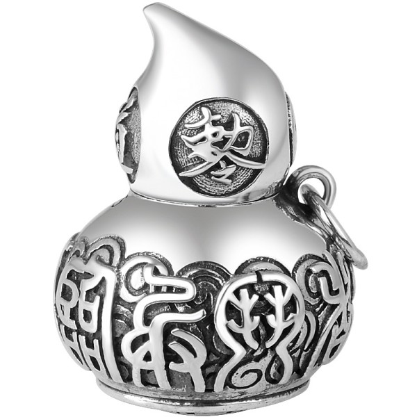 925 Silver Nine-Word Mantra Bagua & Six-Syllable Mantra Gourd Pendant (Openable)