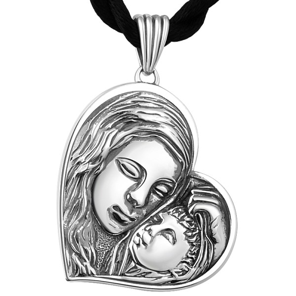 990 Pure Silver Sacred Mother Heart Locket Pendant
