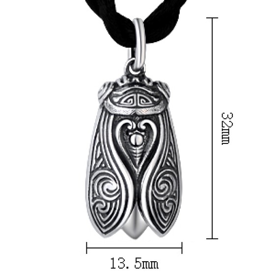 990 Pure Silver Golden Cicada Success Pendant