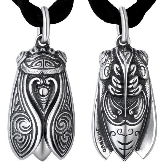 990 Pure Silver Golden Cicada Success Pendant