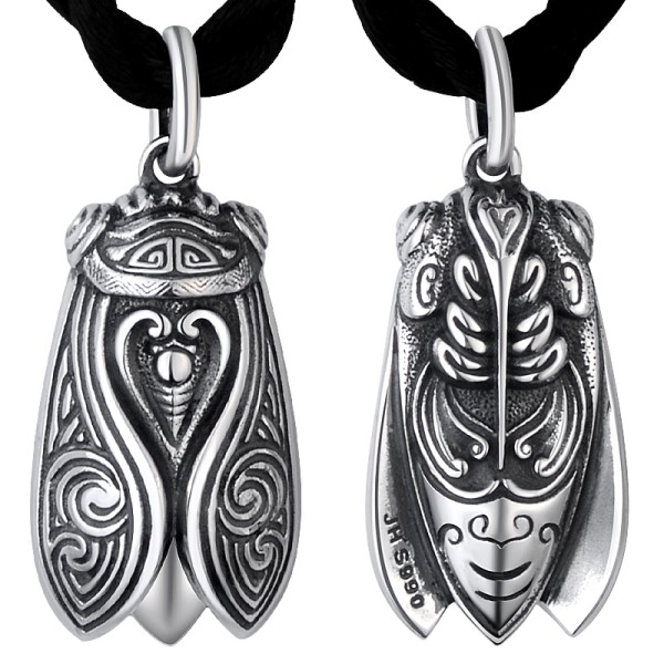 990 Pure Silver Golden Cicada Success Pendant