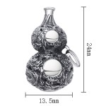 990 Pure Silver Twin Dragons Guarding Gourd Fortune Pendant