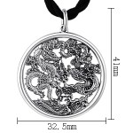 990 Pure Silver Twin Dragons Playing with Pearl Pendant