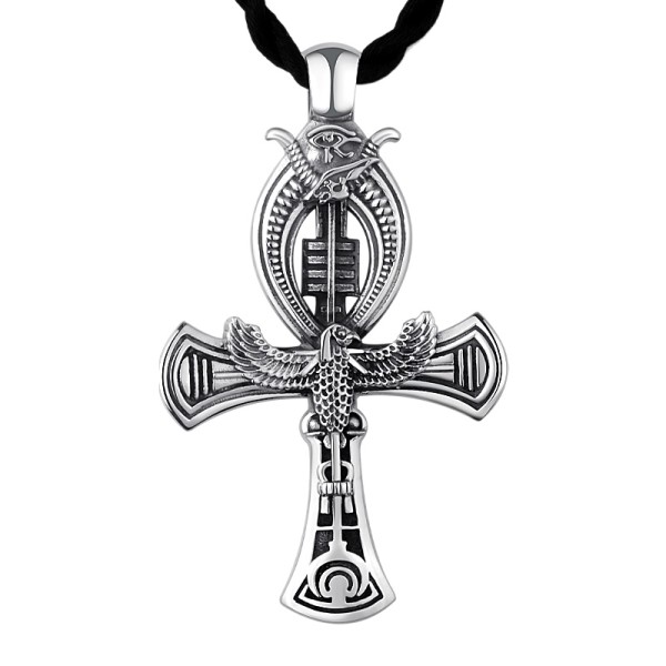 990 Pure Silver Eye of Horus Cross Emblem Pendant