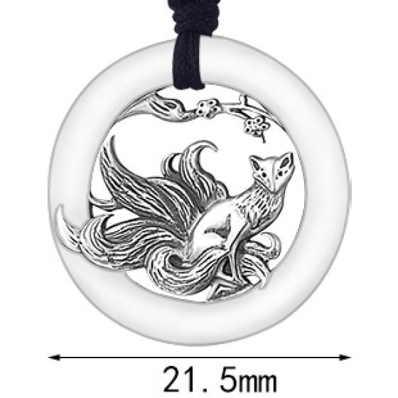 990 Pure Silver Nine-Tailed Fox Double-Sided Peace Knot Pendant