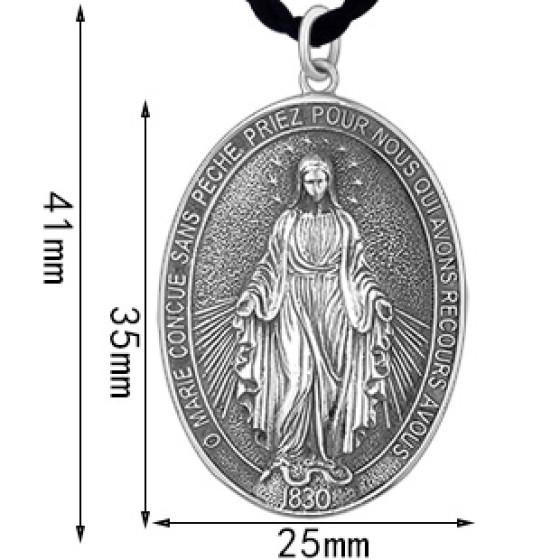 990 Pure Silver Holy Mother Mercy Pendant