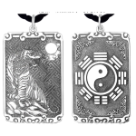 990 Pure Silver Tiger Zodiac Bagua Pendant