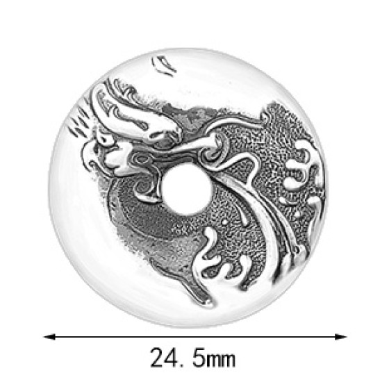 990 Pure Silver Water-Spouting Dragon Peace Knot Pendant
