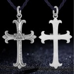 990 Sterling Silver Engraved Cross Iris Flower Hexagram Eye of God Pendant