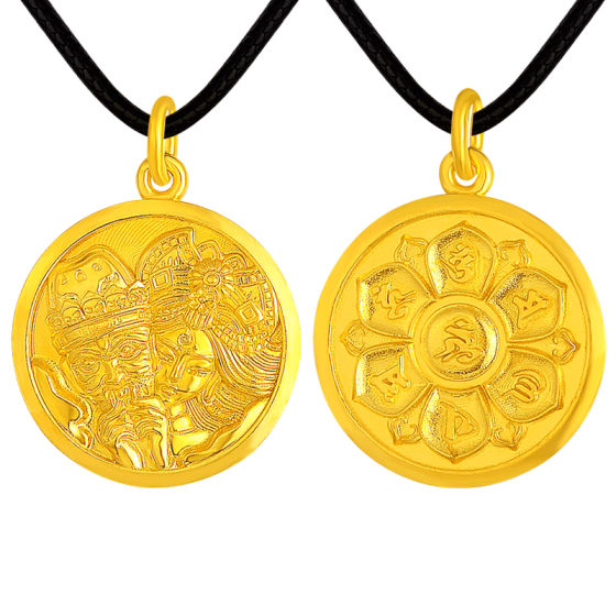 999 Pure Gold Ancient-method Palden Lhamo Six-Syllable Mantra Pendant
