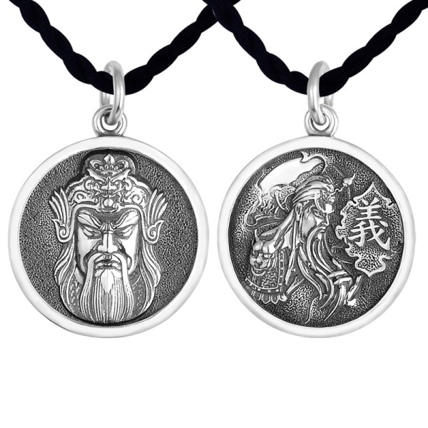 925 Silver Warrior Wealth God Lord Guan Pendant