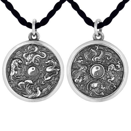 925 Silver Four Divine Beasts Guardian Pendant