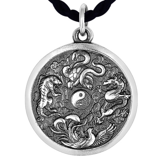 925 Silver Four Divine Beasts Guardian Pendant