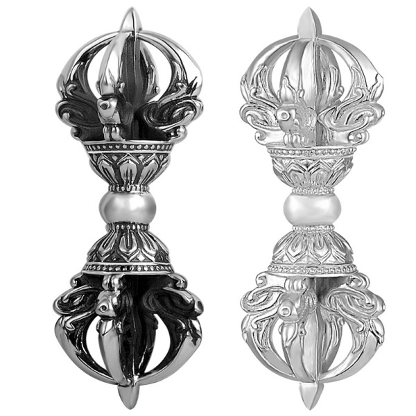 990 Pure Silver Five-Pronged Vajra Pestle Pendant