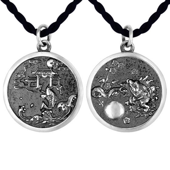 925 Silver Carp Leaping Dragon Gate Pendant