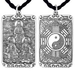 925 Silver Three Pure Ones Bagua Square Pendant