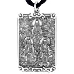 925 Silver Three Pure Ones Bagua Square Pendant