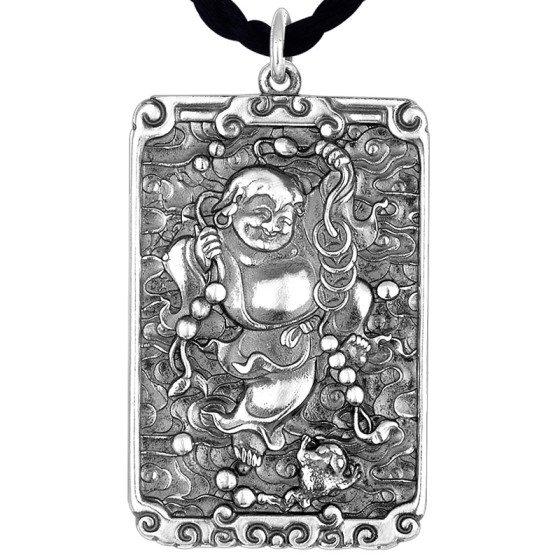 925 Silver Liu Hai Playing with Toad Bagua Pendant