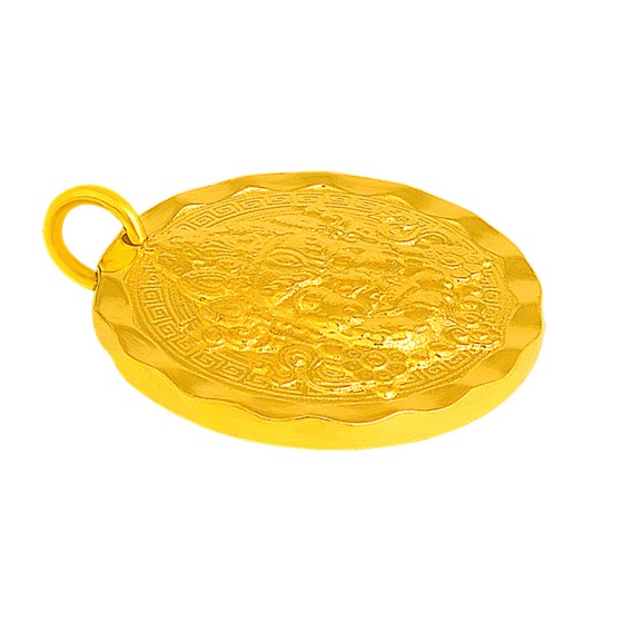 Gold Six-Syllable Mantra Yellow Jambhala Pendant