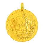 Gold Six-Syllable Mantra Yellow Jambhala Pendant