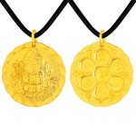 Gold Six-Syllable Mantra Yellow Jambhala Pendant