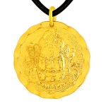 Gold Six-Syllable Mantra Yellow Jambhala Pendant
