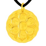 Gold Six-Syllable Mantra Yellow Jambhala Pendant
