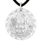 Platinum Six-Syllable Mantra Yellow Jambhala Pendant