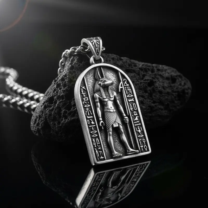 Anubis Ancient Egyptian Guardian Silver Pendant