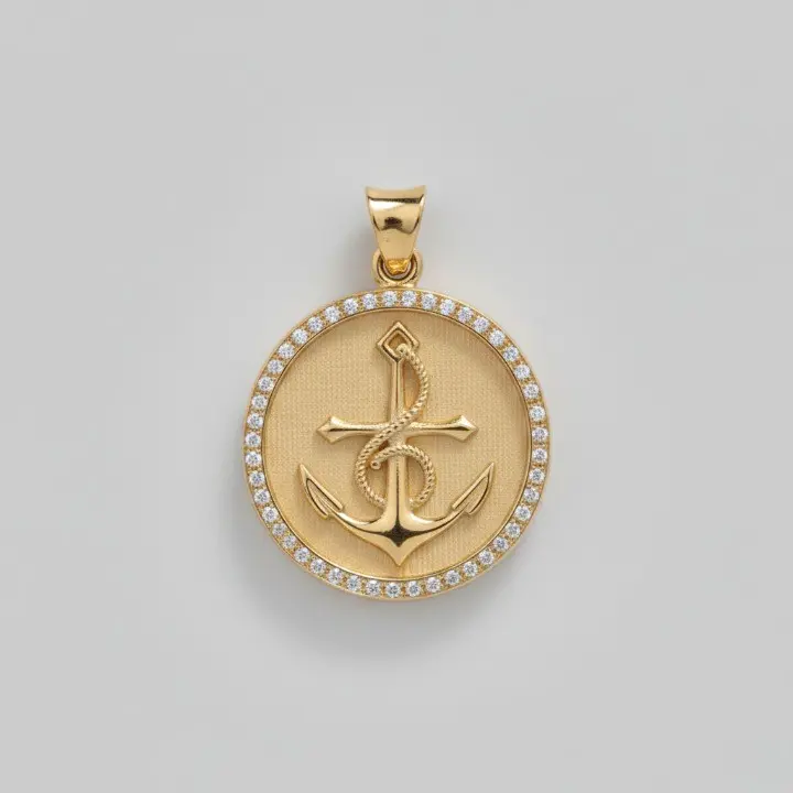 Anchor Diamond 18K Gold Pendant