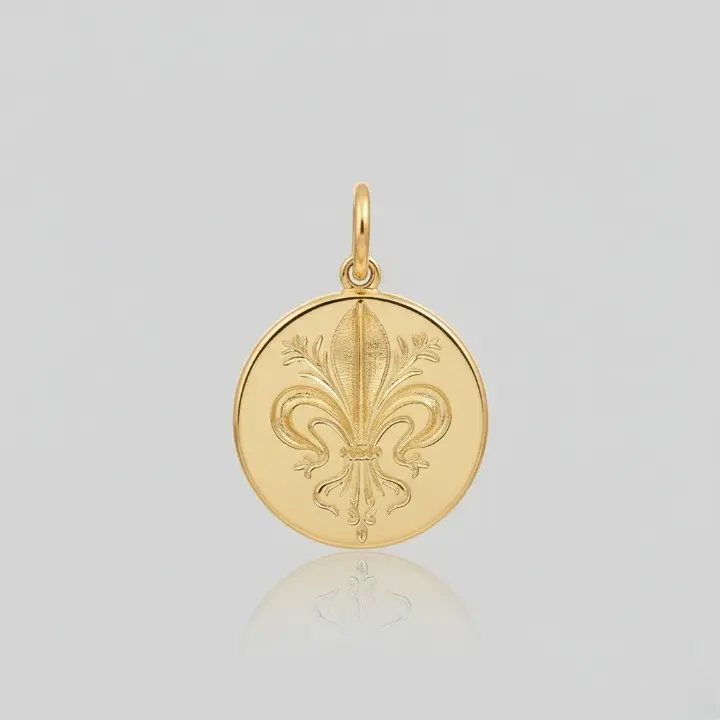 14K Gold Fleur-de-lis Heraldic Pendant