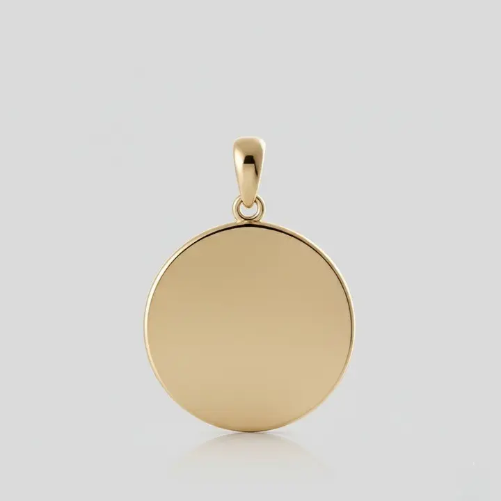 14K Gold Classic Om (Aum) Sanskrit Universe Sound Disc Pendant