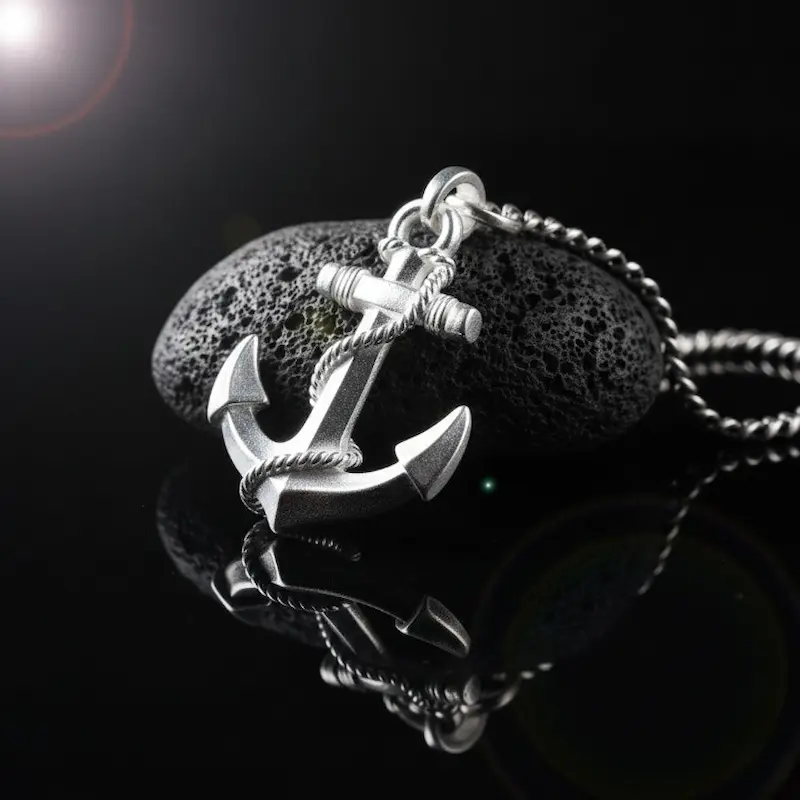 Nautical Anchor Vintage Silver Amulet Pendant
