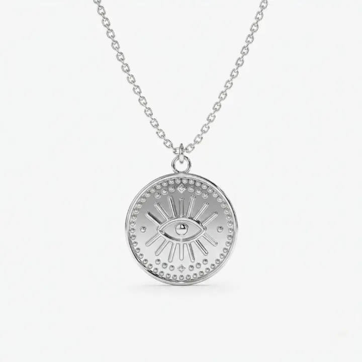 925 Silver All-Seeing Eye Coin Necklace | Multi-Tone Protection Pendant